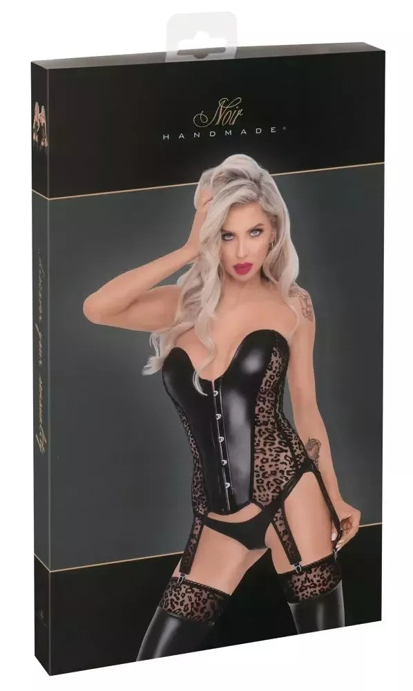 Noir Handmade korsetas su leopardo raštu ir Power Wetlook apdaila, dydis S