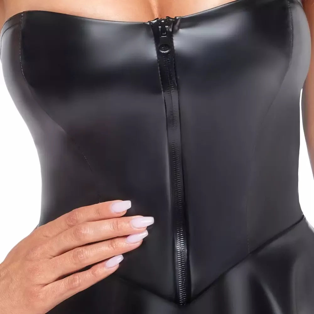 Noir Handmade Libido Tube Dress S – „Powerwetlook“ juoda mini suknelė