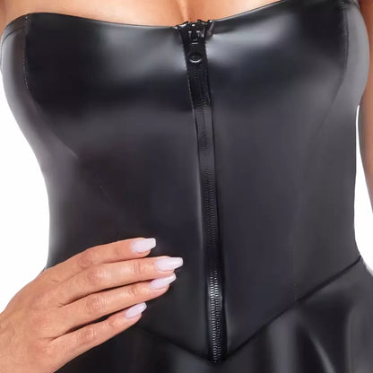 Noir Handmade Libido Tube Dress S – „Powerwetlook“ juoda mini suknelė