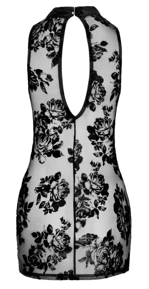 Noir Handmade mini suknelė XL, gėlėtas veliūrinis tiulis, juoda