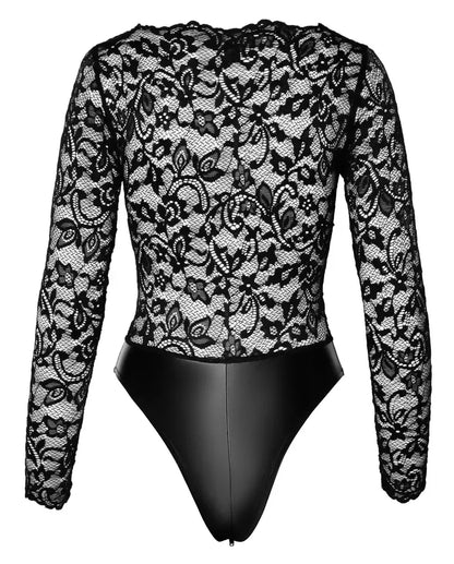Noir Handmade nėrinių ir drėgno efekto ilgarankovis bodis XL