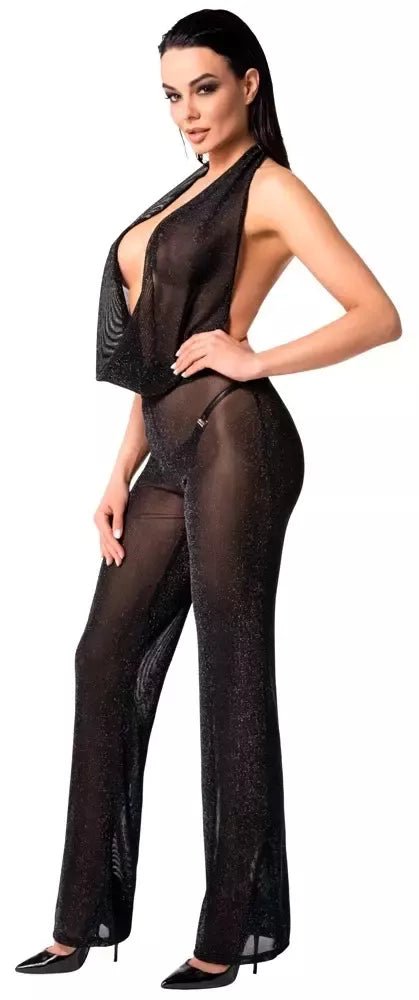 Noir Handmade Orgia kombinezonas iš tiulio, dydis XL, juodas, permatomas