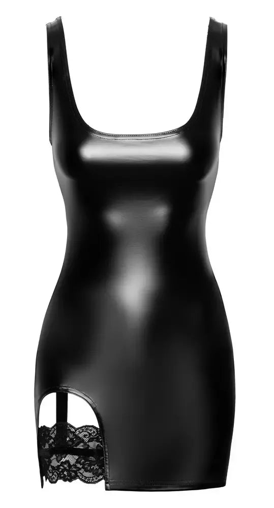 Noir Handmade Orgia Powerwetlook suknelė su nėrinių diržu kojinėms, S dydis
