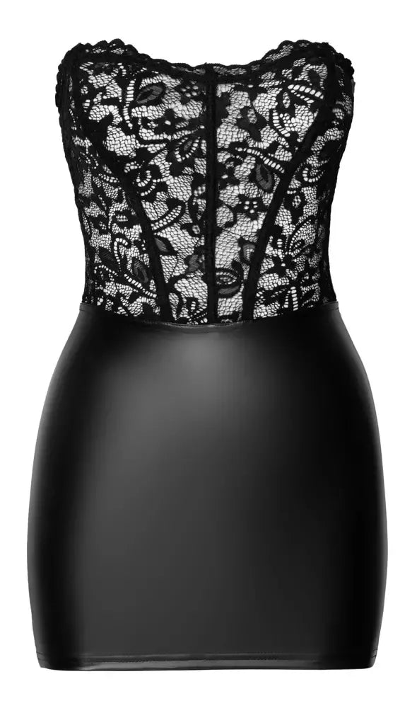 „Noir Handmade S“ suknelė – juodi nėriniai ir „powerwetlook“, korsetas nugaroje