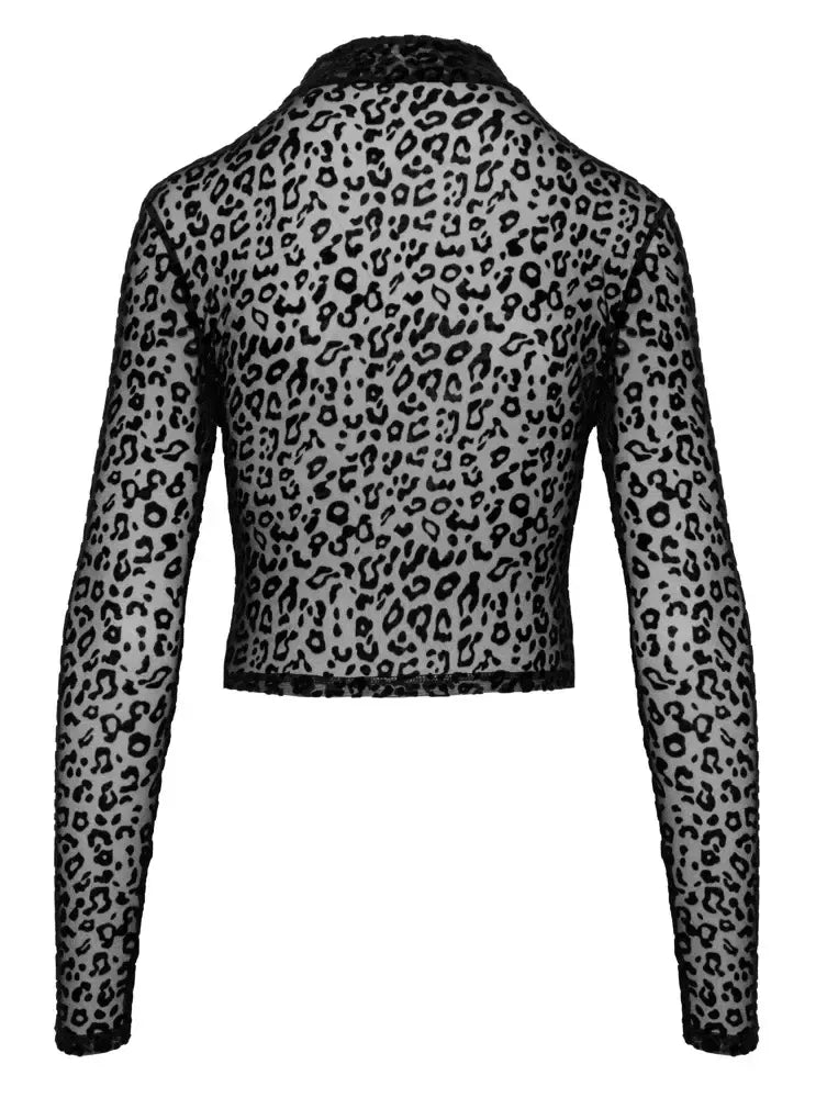 Noir Handmade Top Leo XL – pusiau permatomas tinklelis, leopardinis raštas