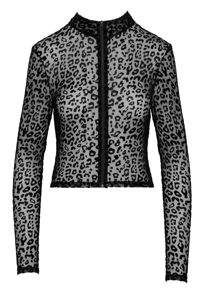 Noir Handmade Top Leo XL – pusiau permatomas tinklelis, leopardinis raštas