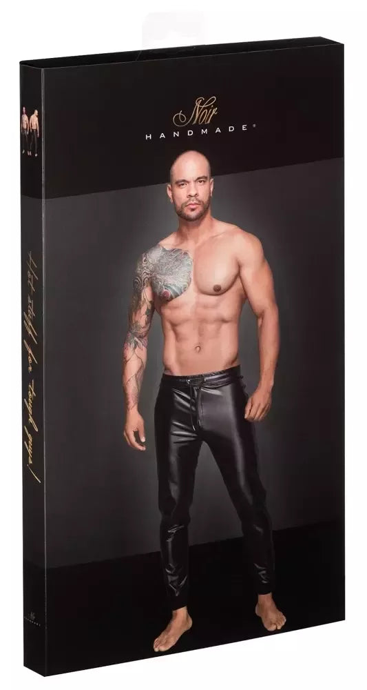 „Noir Powerwetlook“ vyriškos timpos (treggings) L dydis – juodos, elastingos, su raišteliais