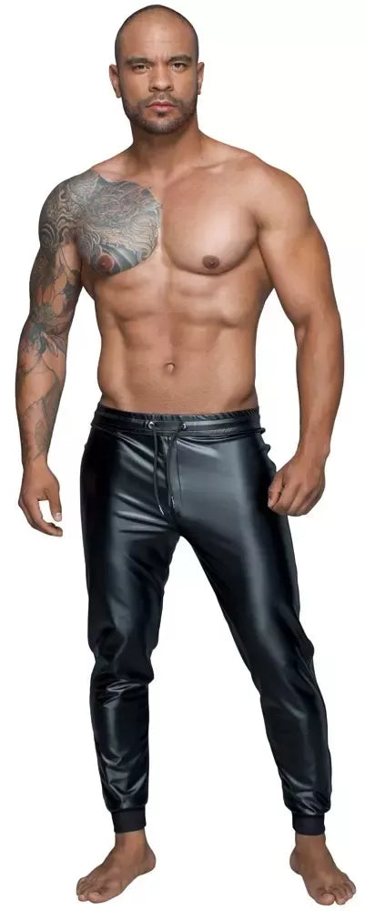 „Noir Powerwetlook“ vyriškos timpos (treggings) L dydis – juodos, elastingos, su raišteliais