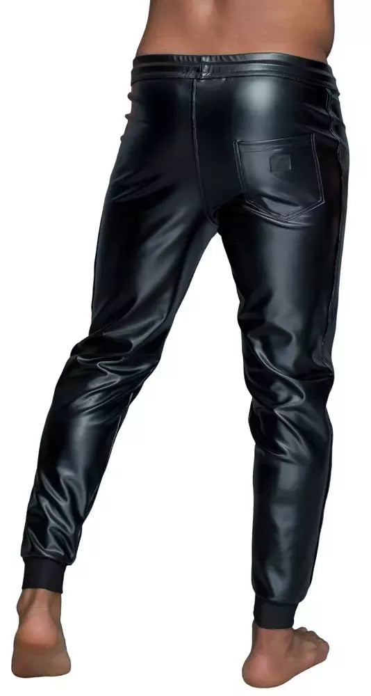 „Noir Powerwetlook“ vyriškos timpos (treggings) L dydis – juodos, elastingos, su raišteliais