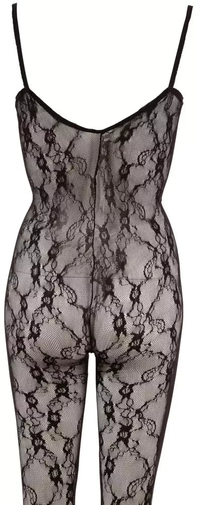 NO:XQSE Cottelli Collection nėriniuotas kombinezonas S/M su atvira nugara, juodas