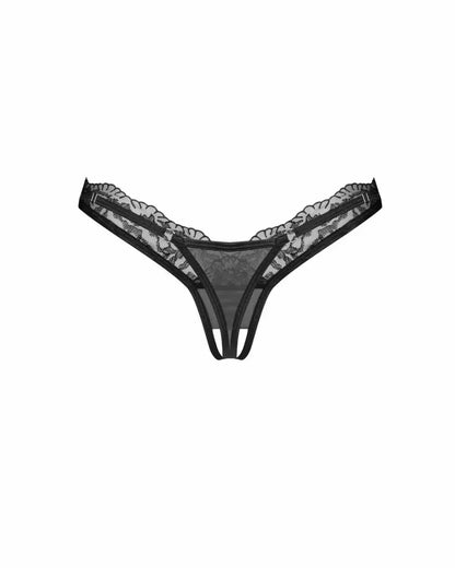 Obsessive Arrowel Black atviro dizaino kelnaitės – elegantiškas nėriniuotas apatinis trikotažas 2XL/3XL