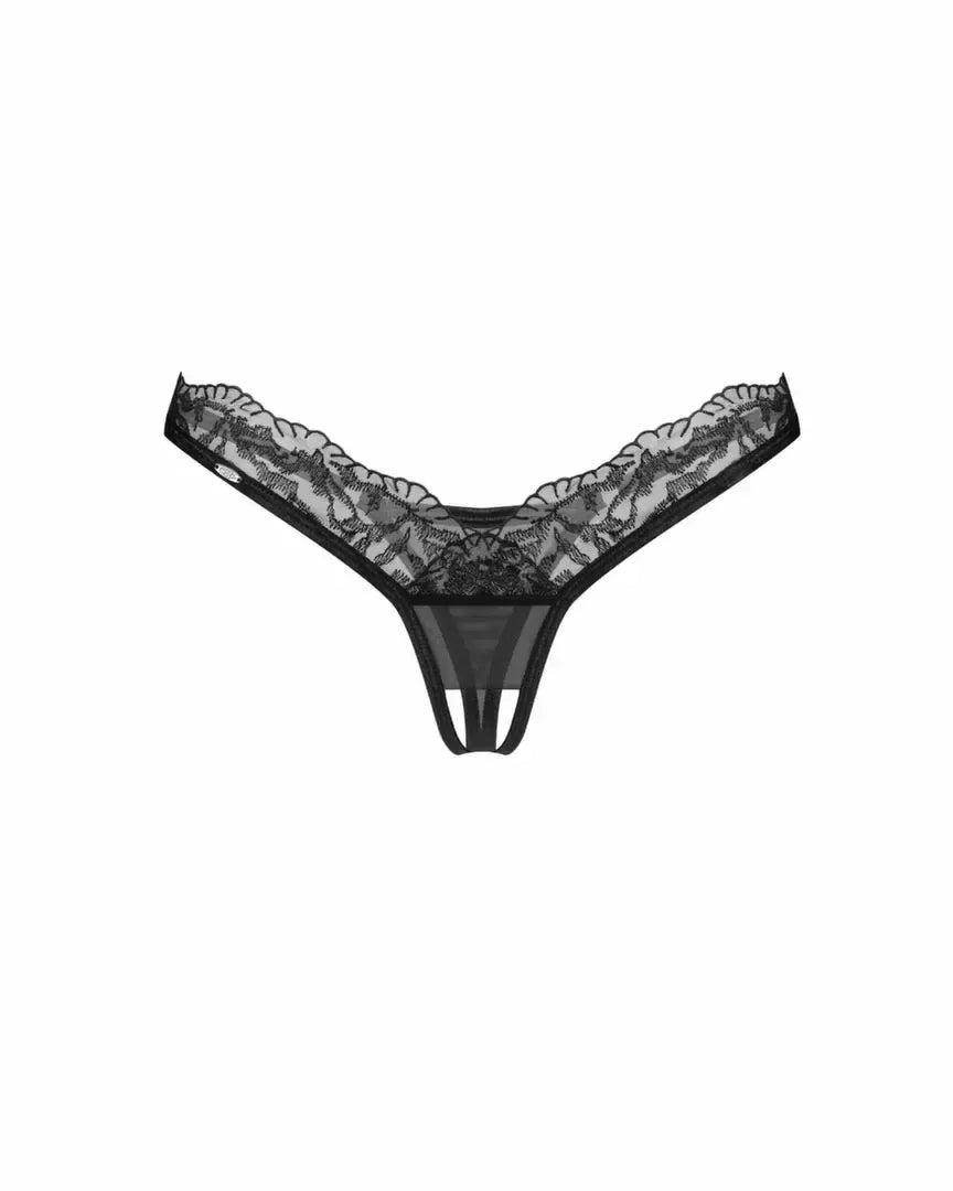 Obsessive Arrowel Black atviro dizaino kelnaitės – elegantiškas nėriniuotas apatinis trikotažas 2XL/3XL