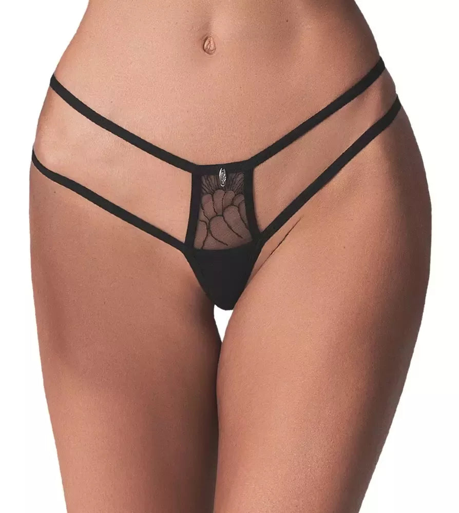 Obsessive Arrowel kelnaitės su dirželiais 2XL/3XL juodos, dvigubas dirželis, nėrinių dizainas