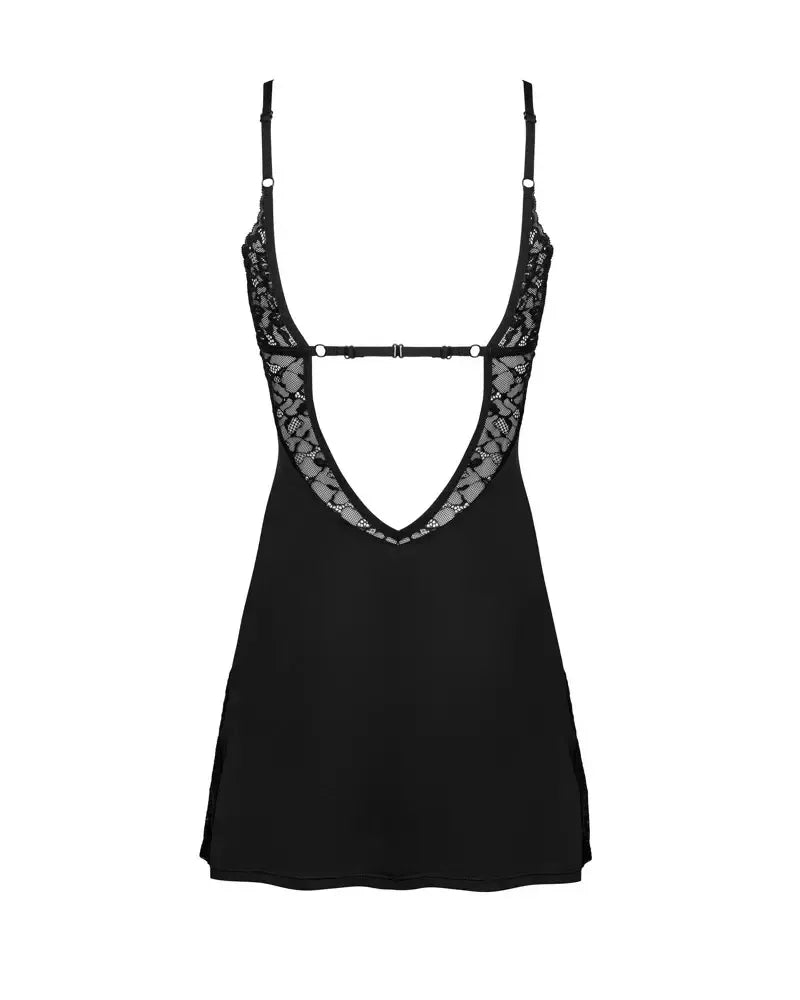 Obsessive Bellastia naktinių rinkinys XL/2XL su nėriniais ir kelnaitėmis, juodas