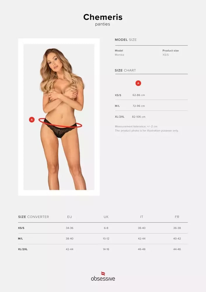 „Obsessive Chemeris“ juodos nėriniuotos kelnaitės M/L – elegantiškas tamprus dizainas