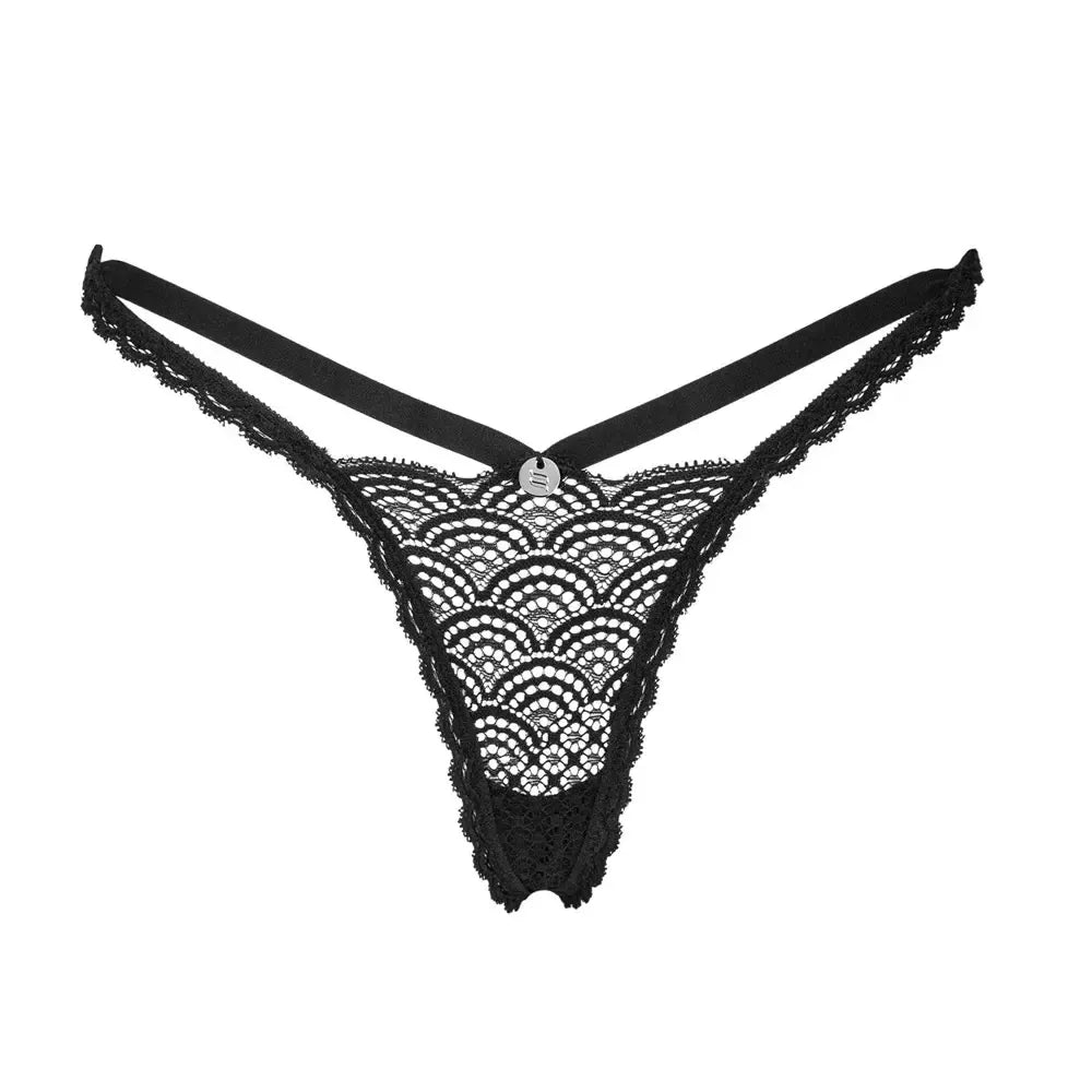 Obsessive Chemeris Nėriniuotos Tanga Kelnaitės Black XS/S – Minkšto, Tampraus Dizaino