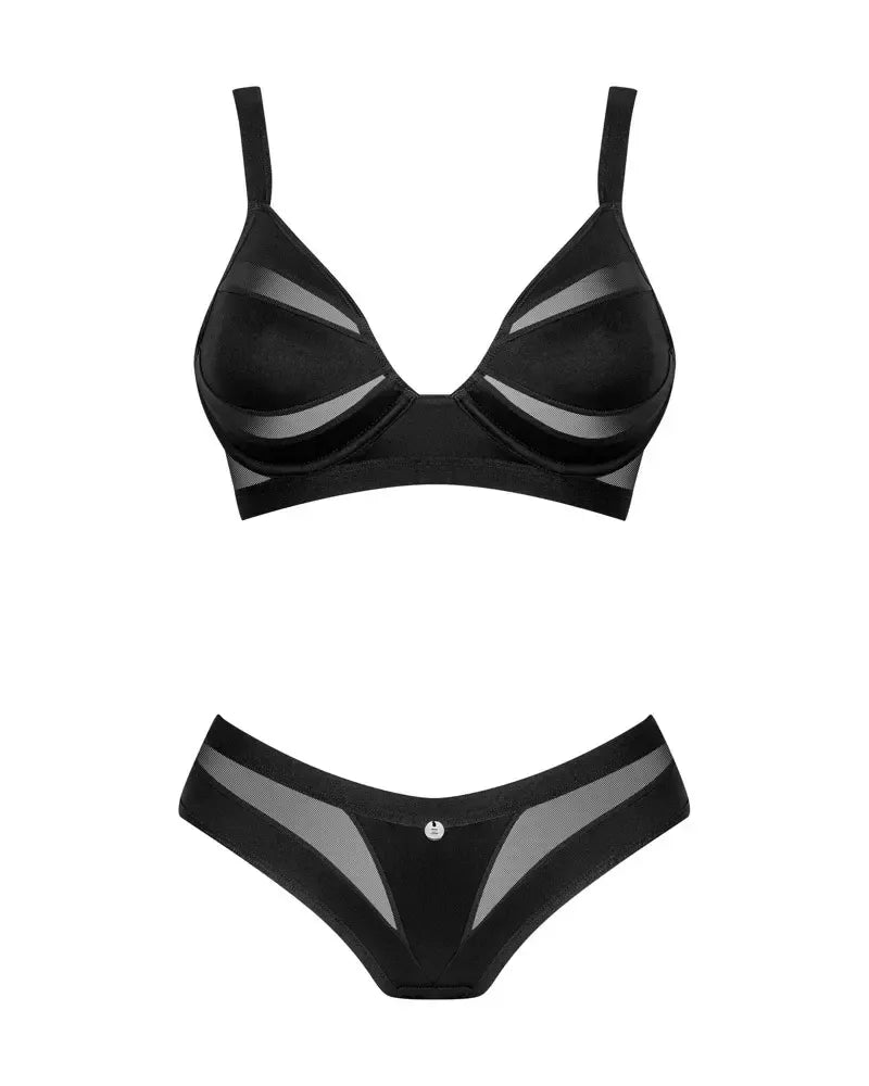 Obsessive Chic Amoria juodas apatinio trikotažo komplektas M/L su reguliuojama liemenėle
