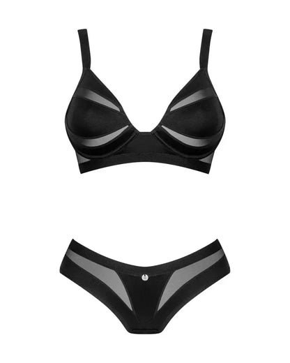 Obsessive Chic Amoria juodas apatinio trikotažo komplektas M/L su reguliuojama liemenėle