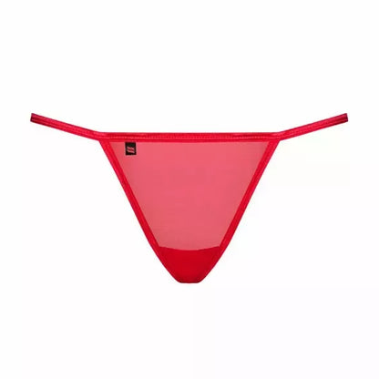 Obsessive Giftella raudonos spalvos stygos S/M - dekoratyvaus tinklelio apatinis trikotažas
