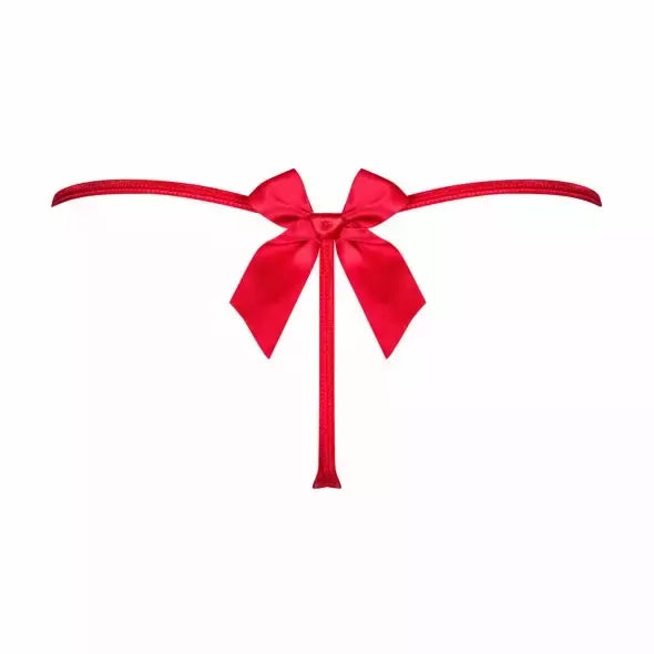 Obsessive Giftella raudonos spalvos stygos S/M - dekoratyvaus tinklelio apatinis trikotažas