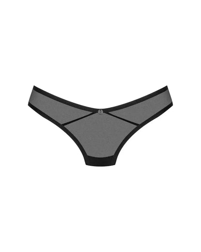 Obsessive Glandez Thong XL/2XL juodos permatomos kelnaitės