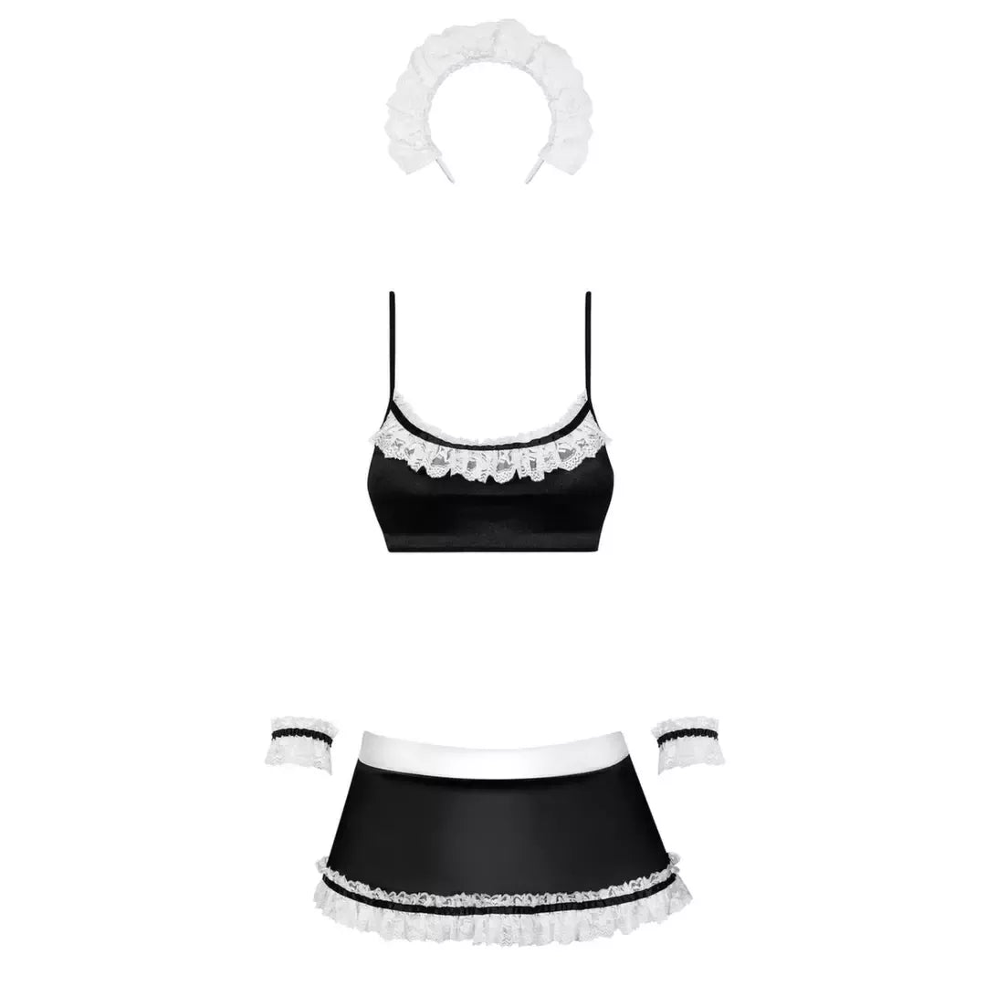Obsessive Maid Costume S/M – elegantiškas tarnaitės kostiumas su aksesuarais