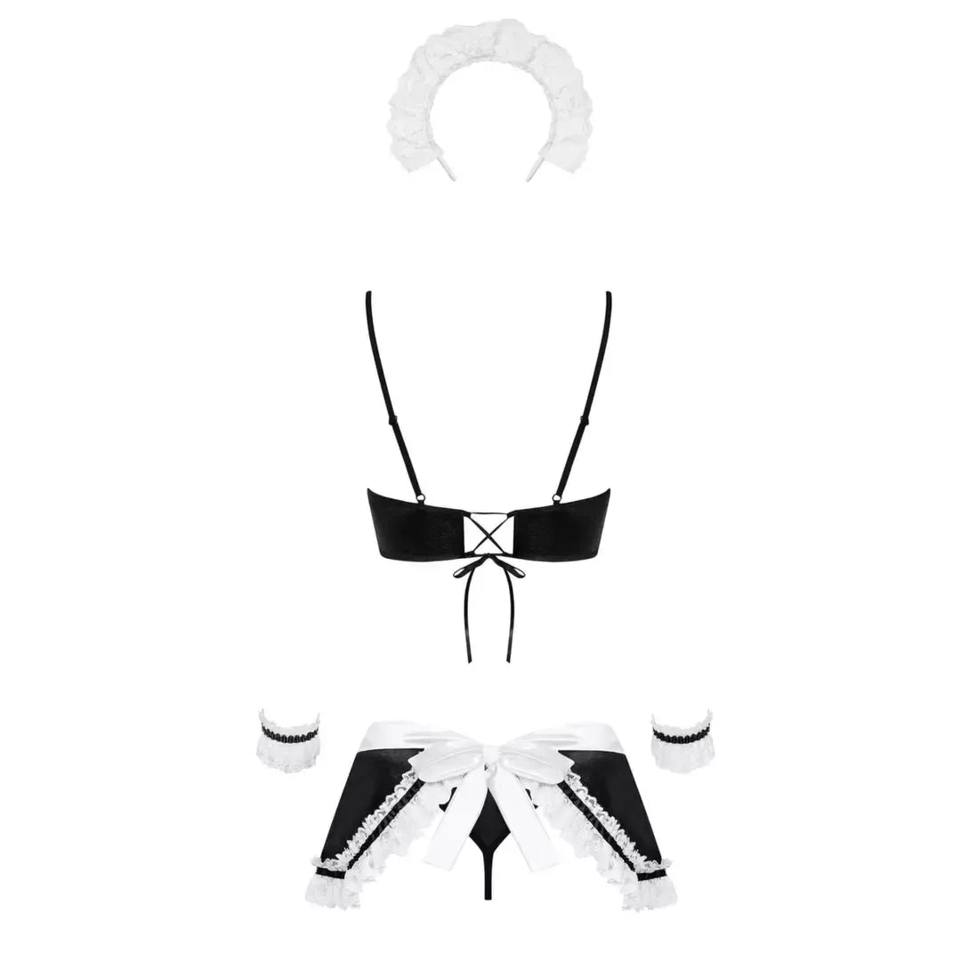 Obsessive Maid Costume S/M – elegantiškas tarnaitės kostiumas su aksesuarais