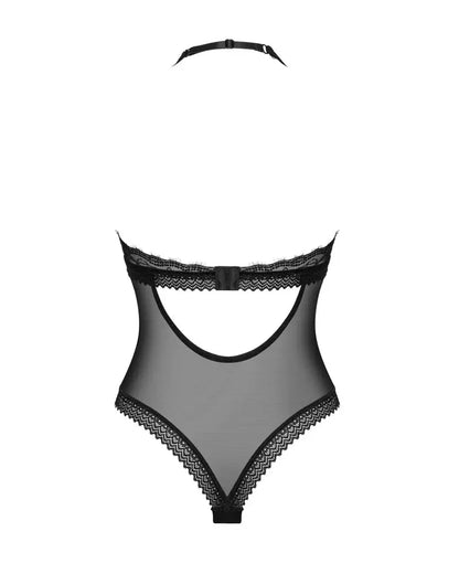 Obsessive Medilla Body Juodas Permatomas Nėriniuotas M/L Reguliuojamas