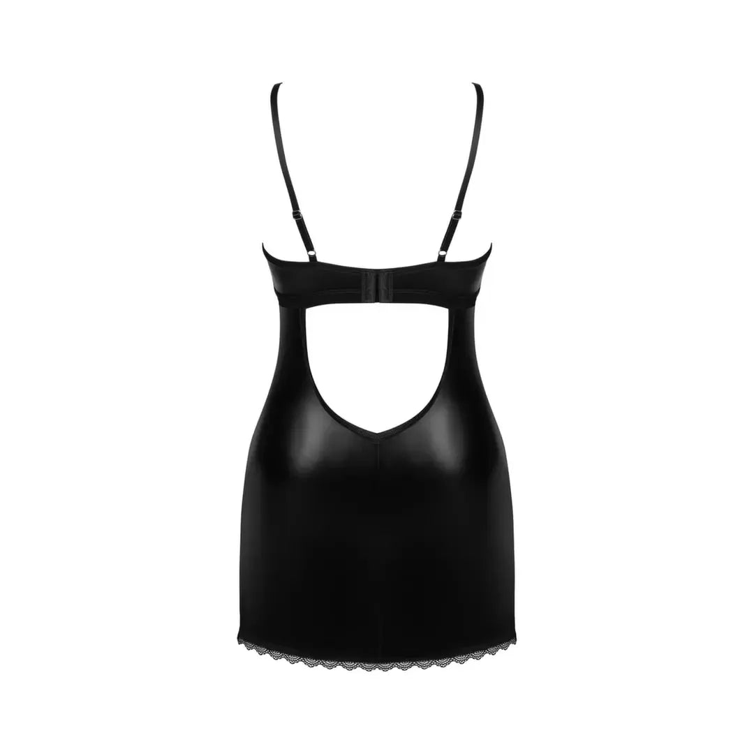Obsessive Norides naktinukai ir stringai, juodi, XL/2XL - į odą panaši išvaizda, reguliuojamas prigludimas
