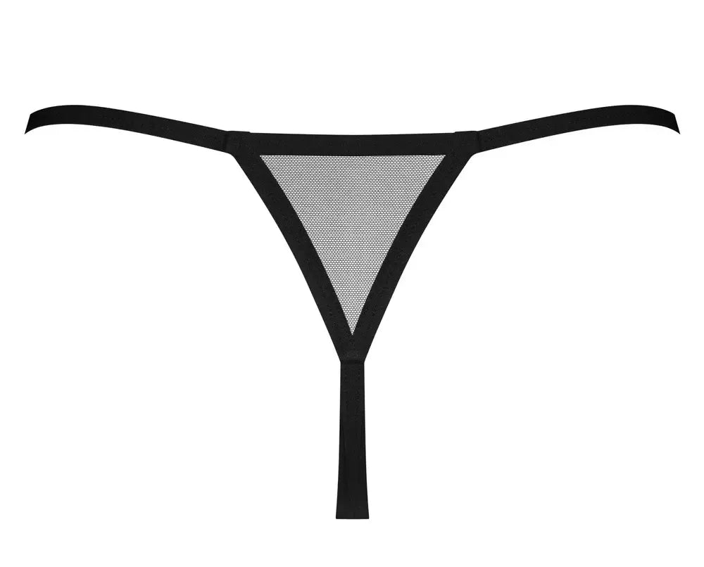 Obsessive Novenes permatomos dirželio tipo kelnaitės XL/2XL su cirkonio akcentu