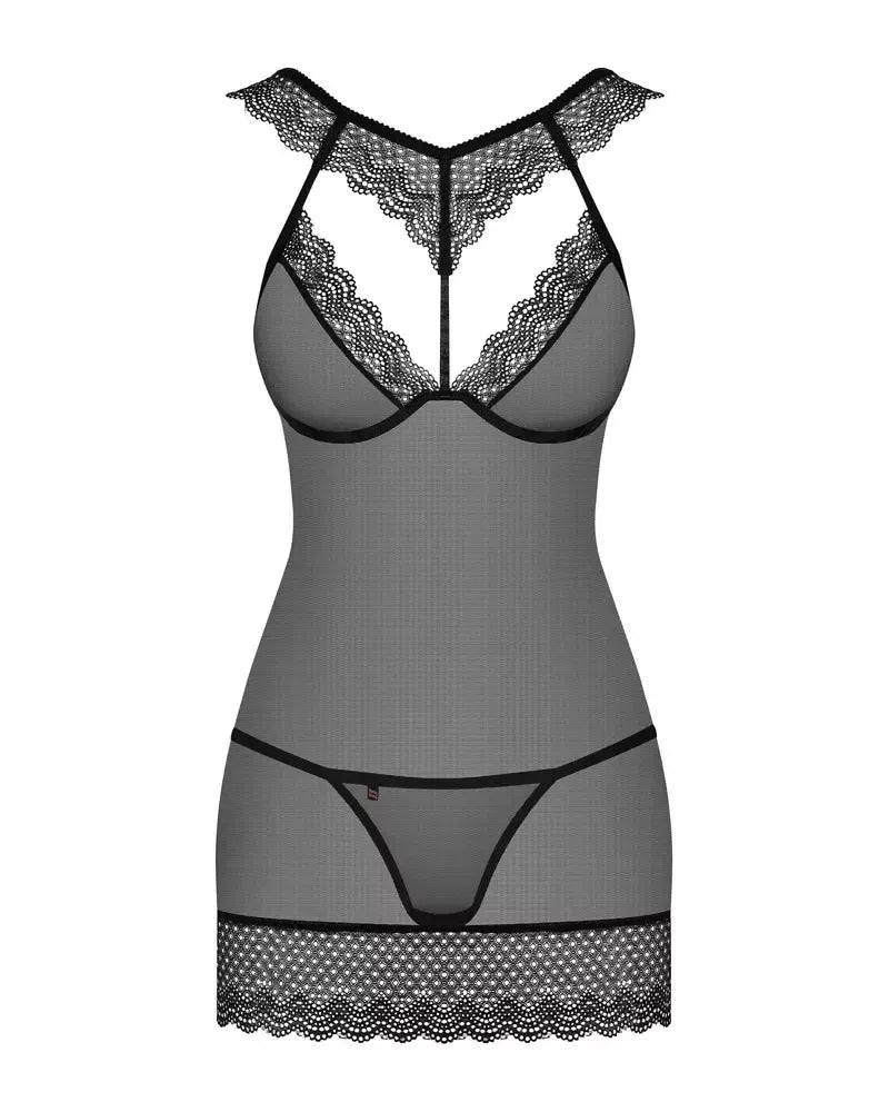 Obsessive OBS Chemise S/M – elegantiški nėriniai, reguliuojamas prigludimas