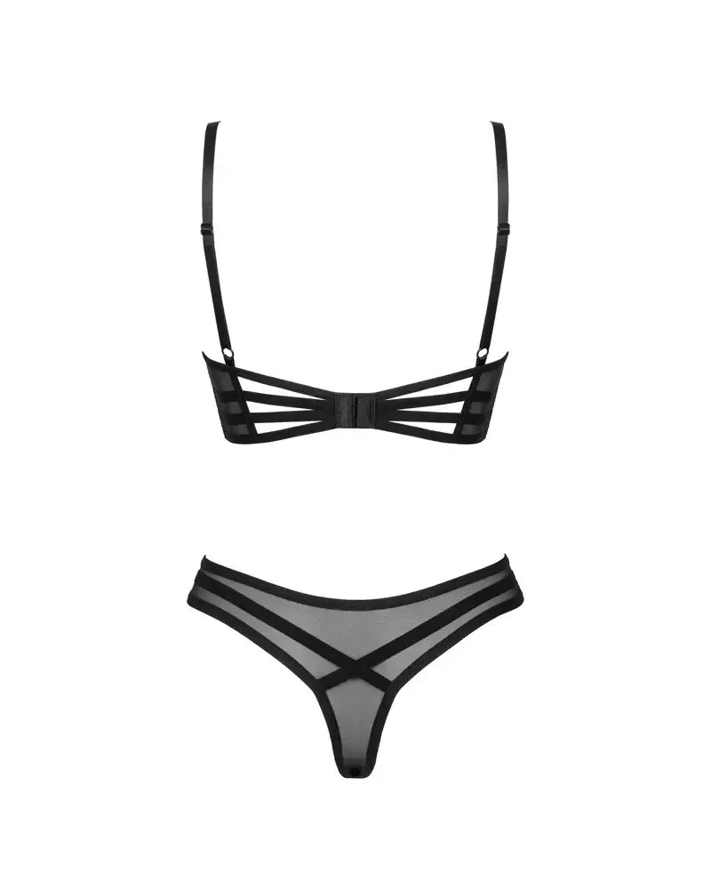 Obsessive Roxelia apatinio trikotažo komplektas M/L – permatomas su kaspinėliais