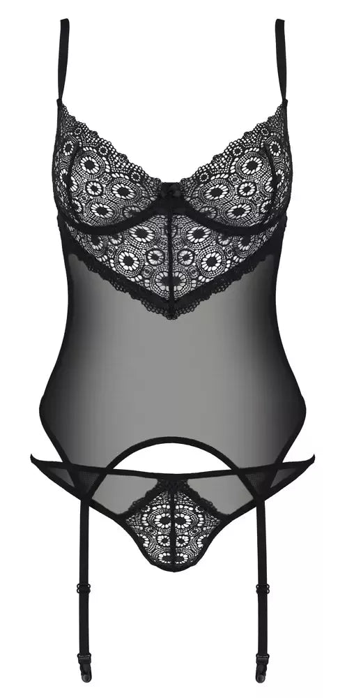 Passion Zinnia Corset L/XL – Eco Collection, permatomas nėrinių komplektas
