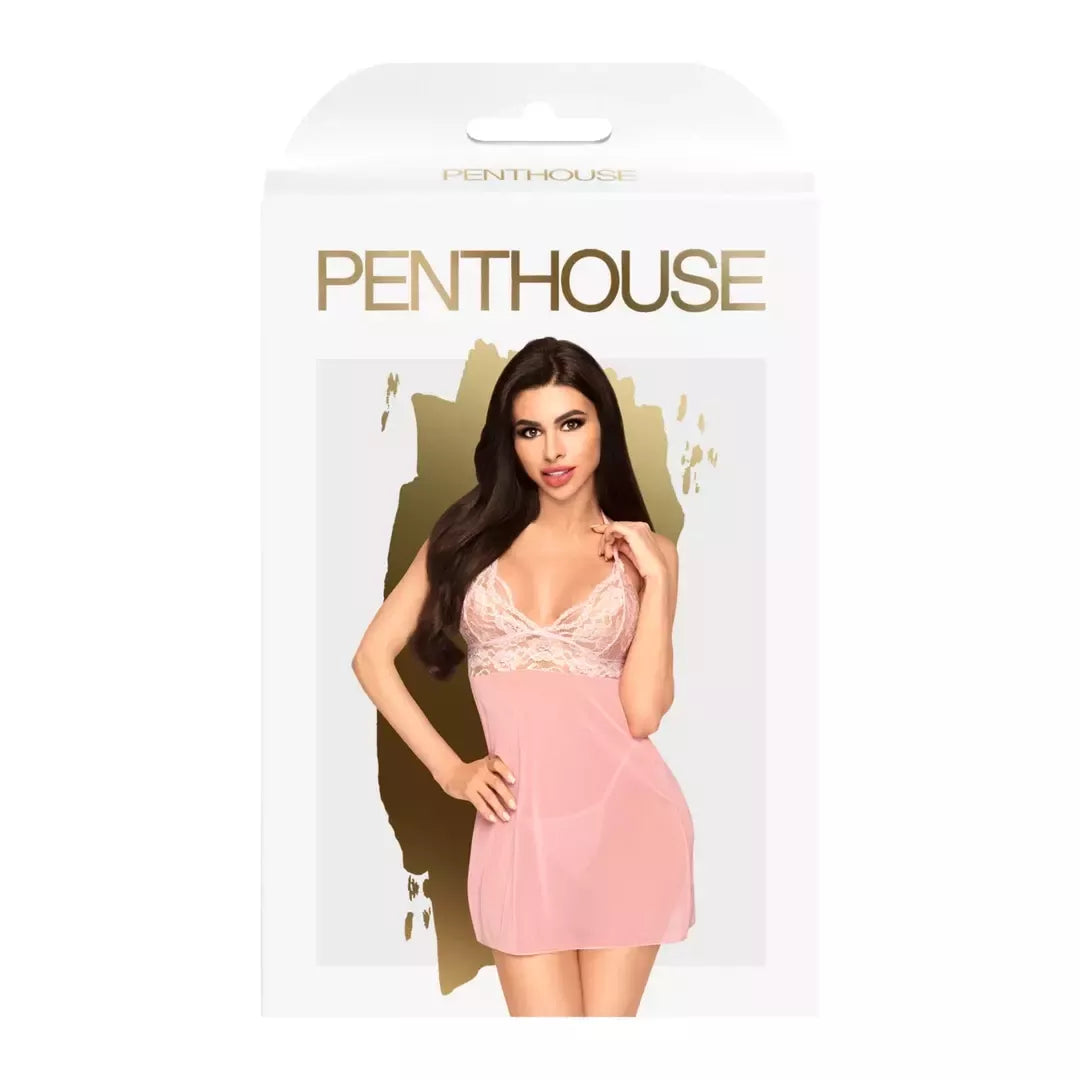 Penthouse Bedtime Story L/XL elegantiškas tinklinis bodis, juodas