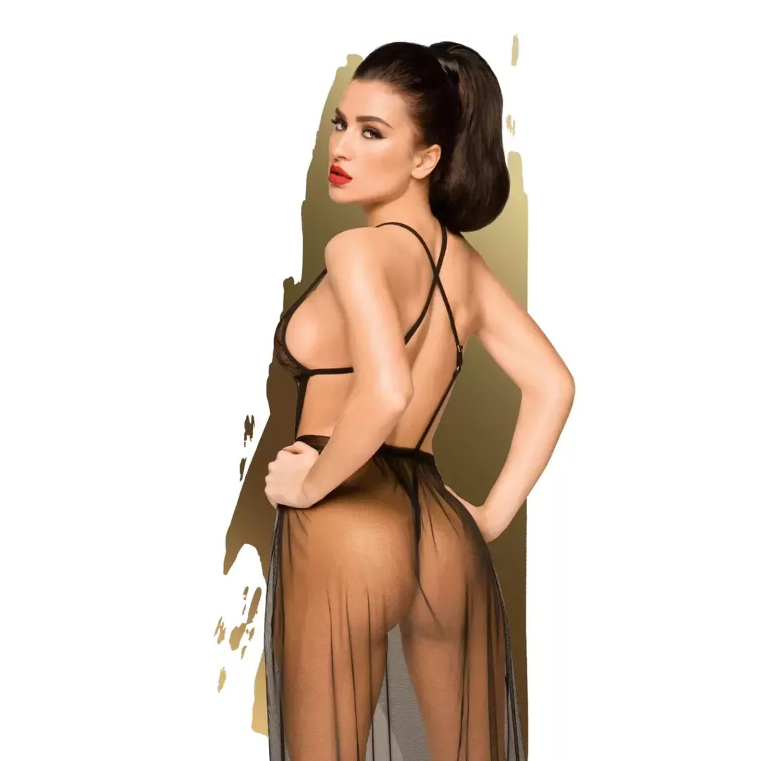 Penthouse Best Foreplay L/XL – elegantiškas juodų nėrinių bodis