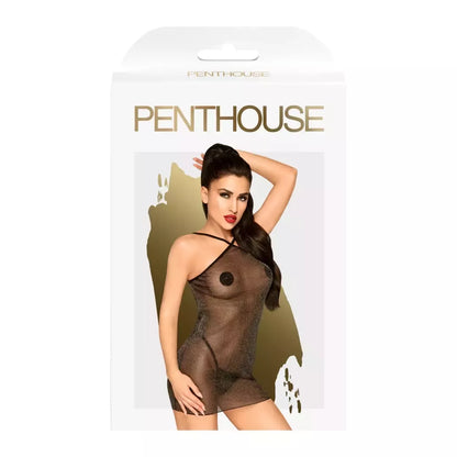 Penthouse Bombshell L/XL elegantus juodas nėriniuotas bodis