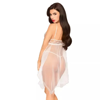 Penthouse Naughty Doll Babydoll balti L/XL – elegantiškas nėrinių naktinių komplektas