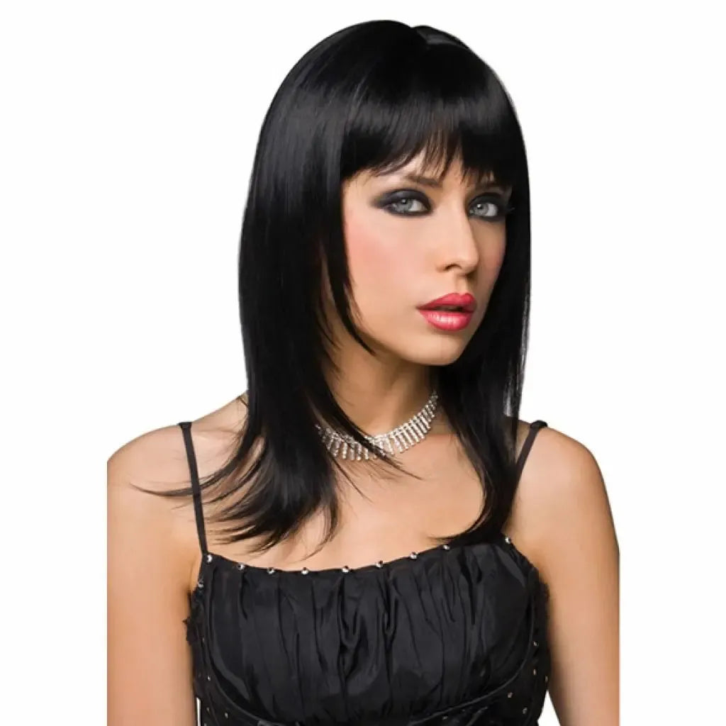 Pleasure Wigs Steph modelio juodas reguliuojamas sintetinis perukas