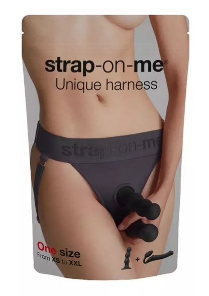 Strap-on-me Unique Harness pilki – reguliuojami mikropluošto diržai, vienas dydis