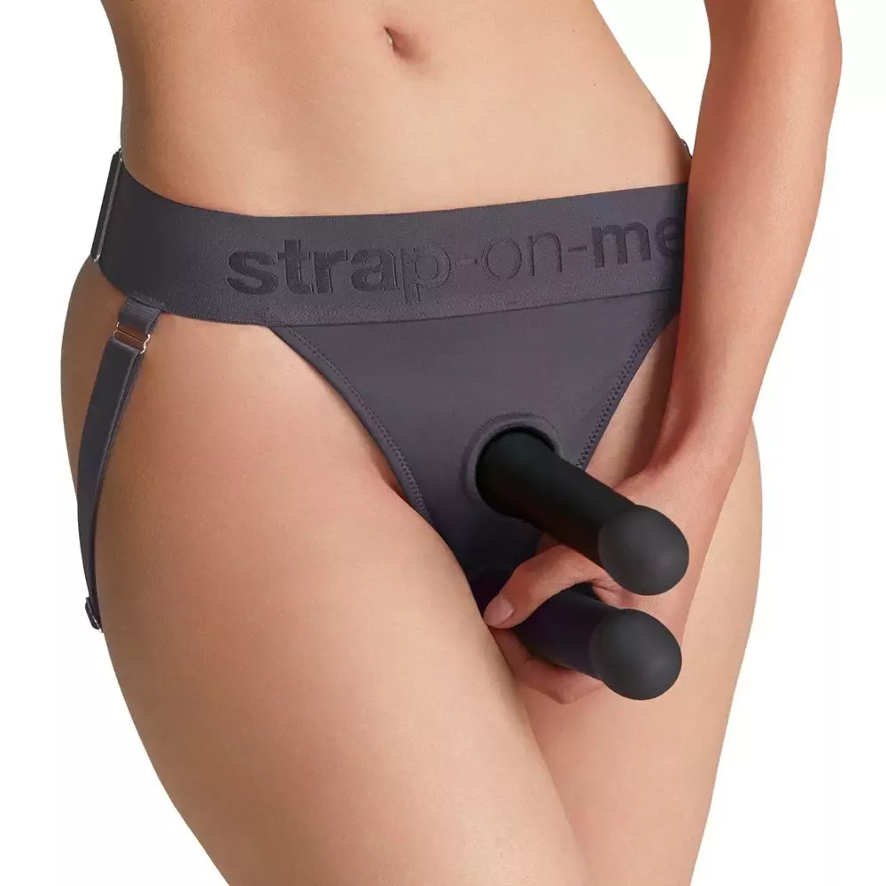 Strap-on-me Unique Harness pilki – reguliuojami mikropluošto diržai, vienas dydis