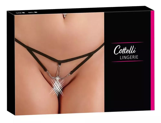 String Starfish M/L kelnaitės – dirželių dizainas su dekoratyviniais perlais, juodos