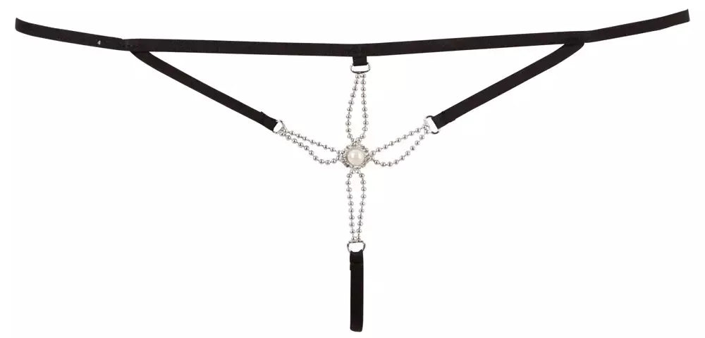 String Starfish M/L kelnaitės – dirželių dizainas su dekoratyviniais perlais, juodos