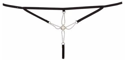 String Starfish M/L kelnaitės – dirželių dizainas su dekoratyviniais perlais, juodos