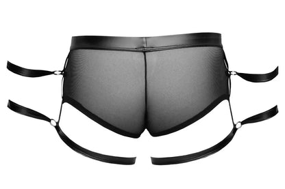 Svenjoyment Bondage Men’s Pants XL – juodas „powernet“ tinklelis ir matinė apdaila