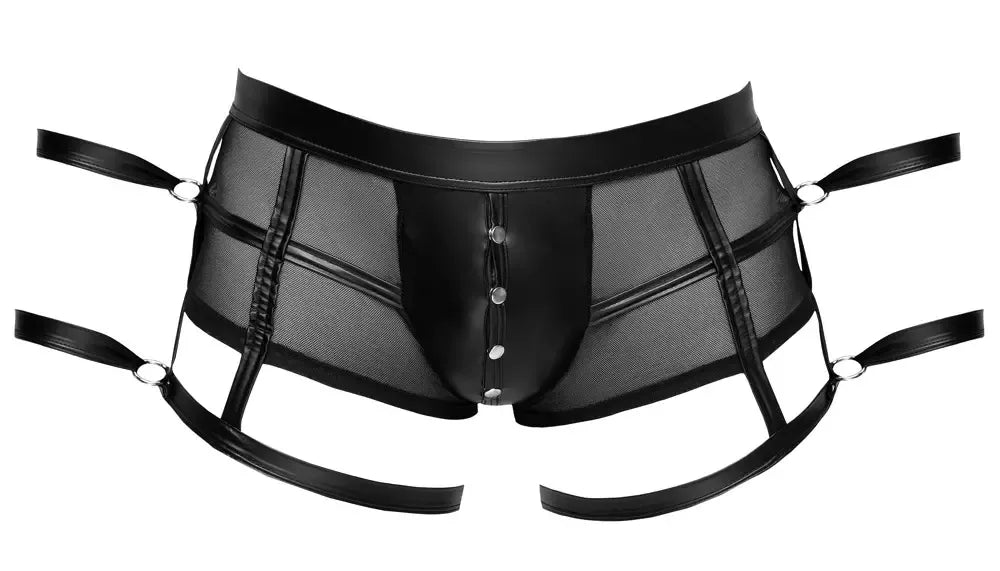 Svenjoyment Bondage Men’s Pants XL – juodas „powernet“ tinklelis ir matinė apdaila