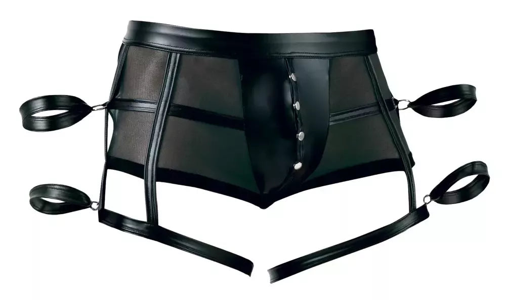 Svenjoyment Bondage Men’s Pants XL – juodas „powernet“ tinklelis ir matinė apdaila