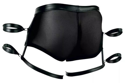 Svenjoyment Bondage Men’s Pants XL – juodas „powernet“ tinklelis ir matinė apdaila