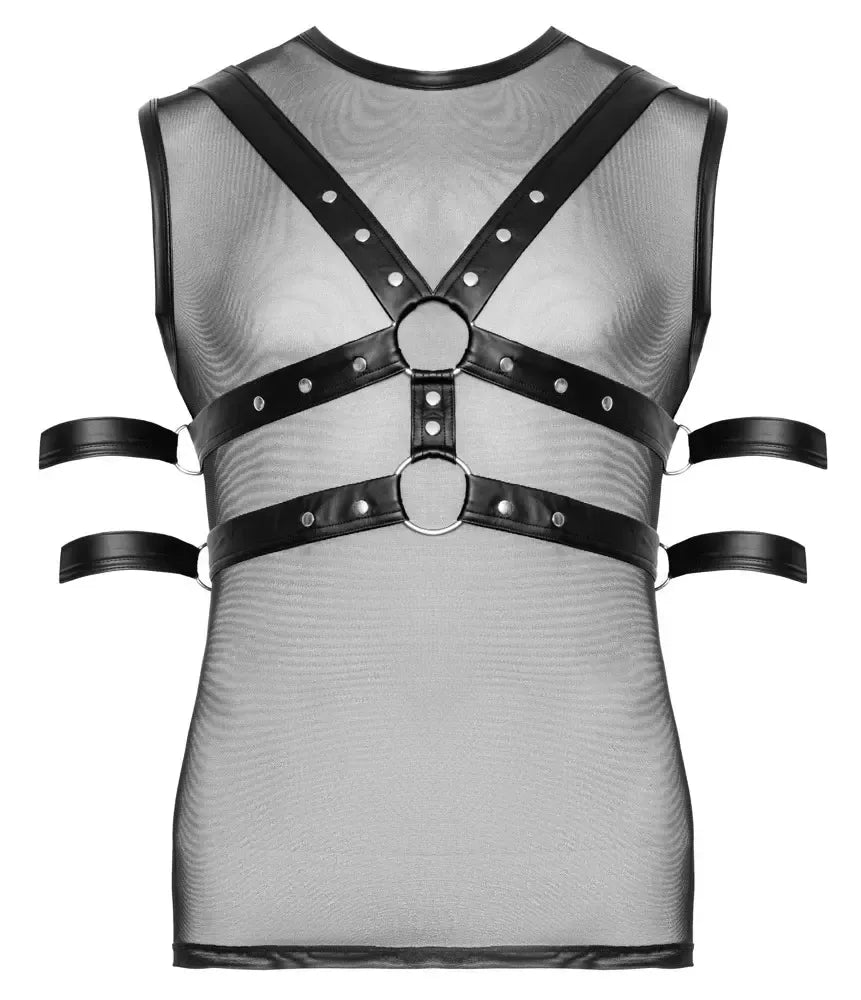 Svenjoyment BONDAGE Powernet Shirt XL reguliuojamų diržų rinkinys, juodas