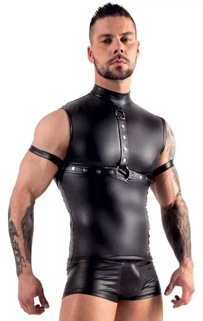 Svenjoyment Bondage Top Black S su reguliuojamais rankų diržais