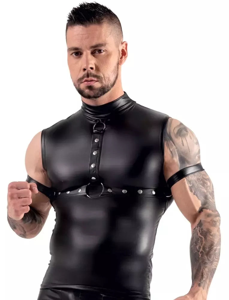 Svenjoyment Bondage Top Black S su reguliuojamais rankų diržais